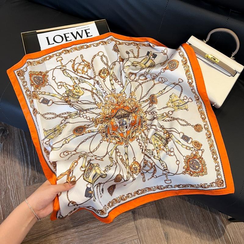Silk scarf 71 * 71 imitation silk square scarf Korean atmosphere neck silk scarf flower pattern flower polka dot scarf