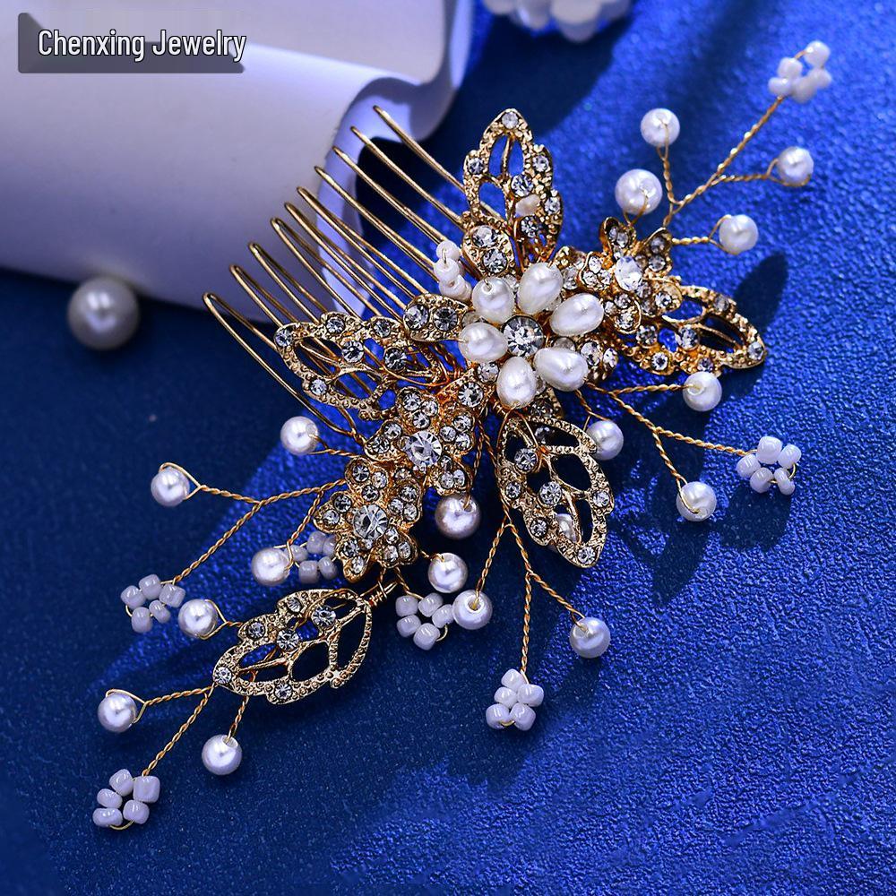 

Чэньсин CX342 Свадебное украшение для головы: Гребень для волос ручной работы из сплава с цветами и стразами для аксессуаров к свадебному платью.