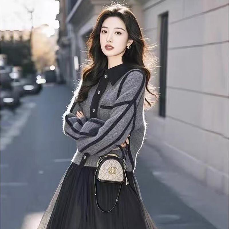 Zose Relaxed Fit Lantern Sleeve Knit Cardigan