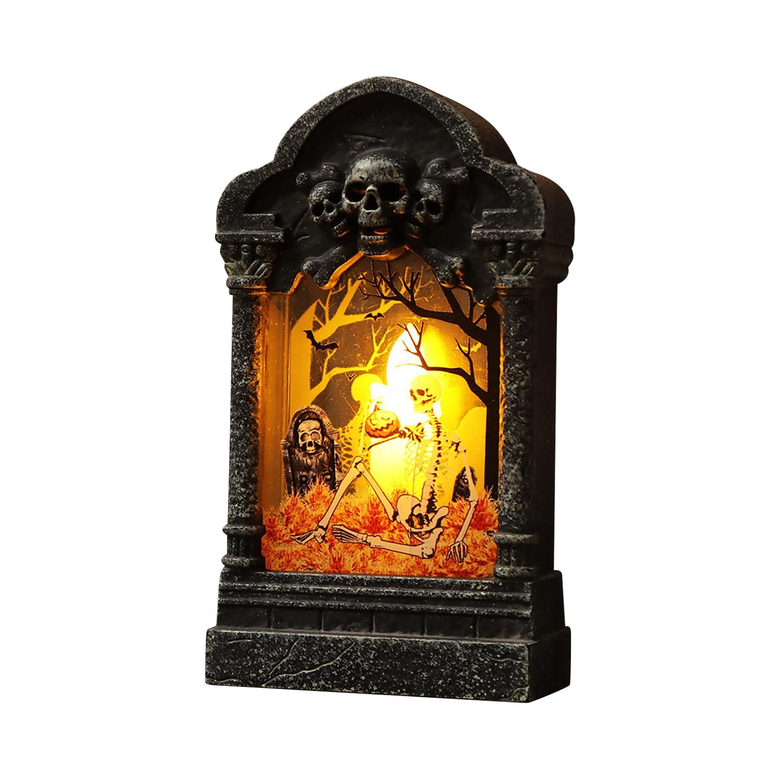 

Halloween Tombstone Wind Lamp Creative Desktop Luminous Night Light Bar Haunted House Room Scene Atmosphere Lamp One Size