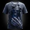 Trend Men's Optical Illusion Skull Skeleton Print T-shirt Fashion Cool Daily T Shirts Outdoor Party Hip Hop Tops Summer Clothing