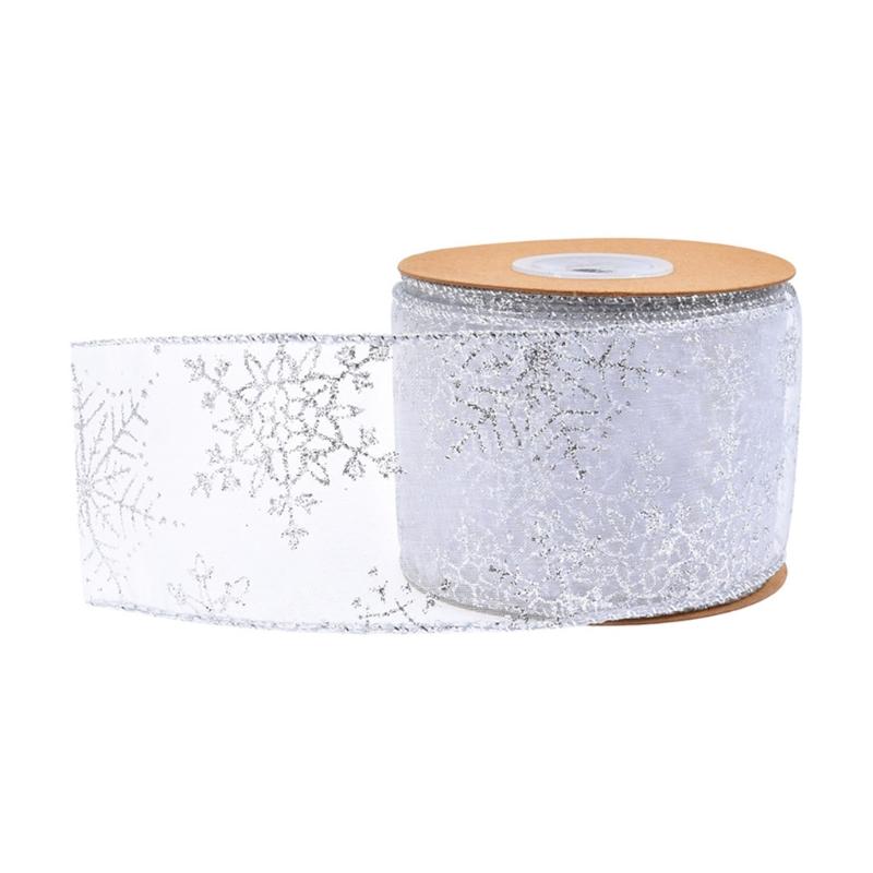 

Рождественская лента с двойной проволокой по краям, ленты с принтом в репсовую ленту для упаковки подарков, свадебные украшения, банты для волос, сделай сам серебряный