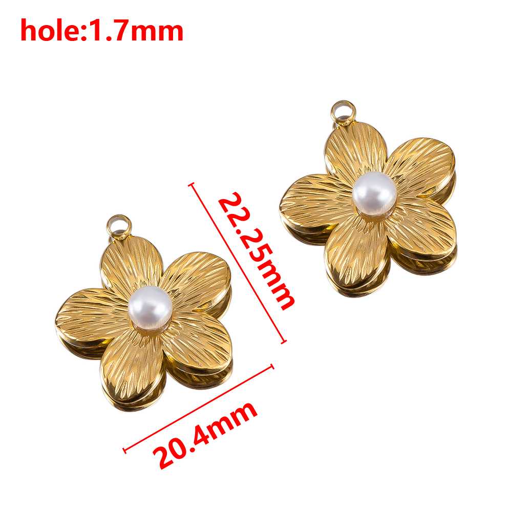 2pcs Stainless Steel Irregular Red Necklace Charms Gold Plated Imitation Pearl Earrings Component DIY Necklaces Jewelry Findings
