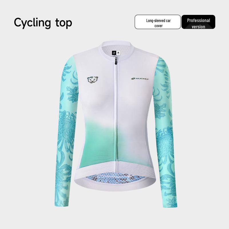 NUCKILY Damen Langarm-Radtrikot - Atmungsaktives Slim Fit mit Sonnenschutz für Frühjahrs-/Herbstfahrten.