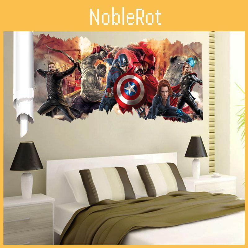 Avengers 3d The Wall Stickers Removable Kids Nursery Home Decor Mural Art Decal