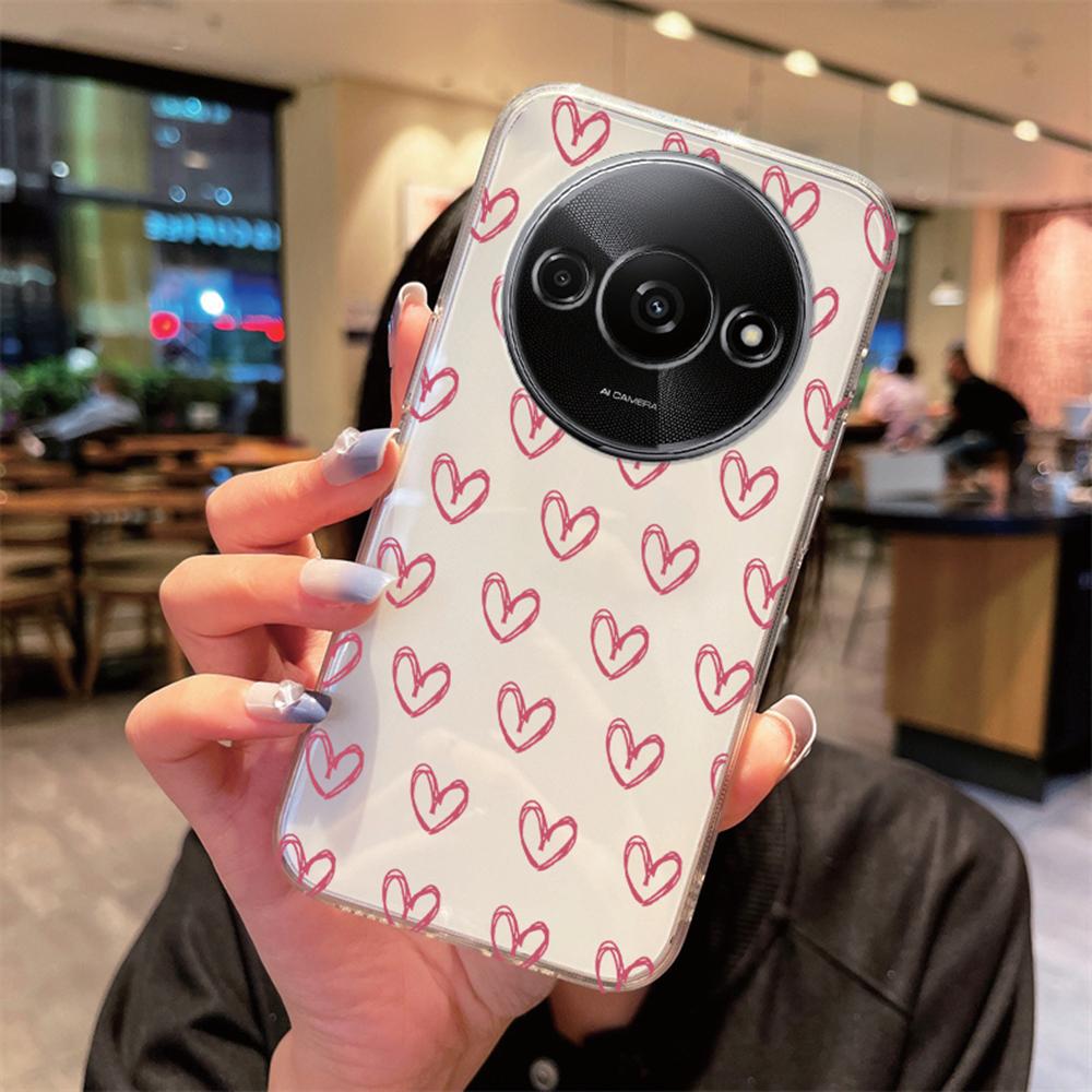 Love Heart Phone Case For Xiaomi Redmi A3 A3X A1 A2 Plus A5 tpu Transparent Clear Non-Yellowing Silicone Cover For RedmiA3 6.71"