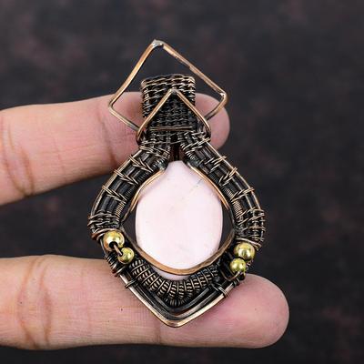 Pink Opal Pendant Copper Wire Wrapped Pendant Handmade Jewelry Genuine Gemstone Pendant Copper Wire Wrapped Jewelry Stylish Pendant For Gift