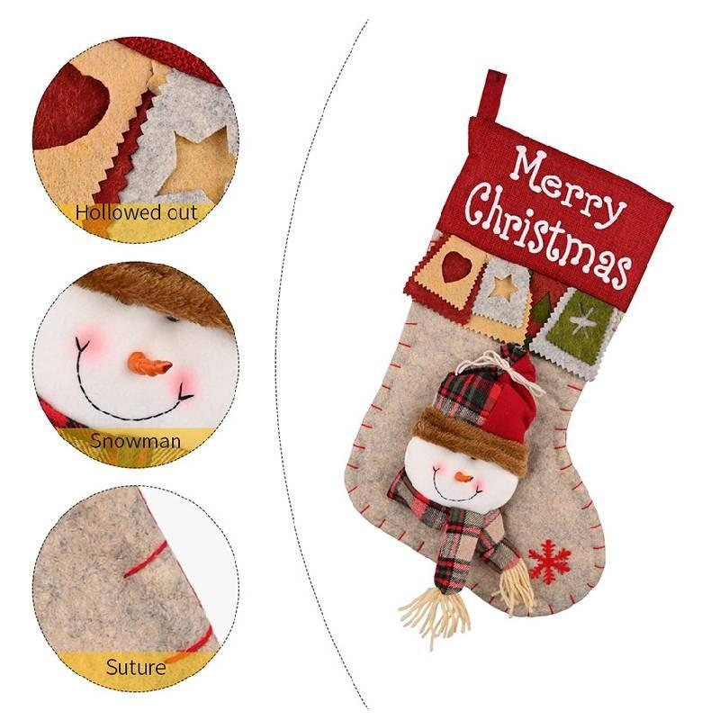 Dekorationen Weihnachten Karostoff Englische Bordüre Schneemann Elch Weihnachtsstrümpfe