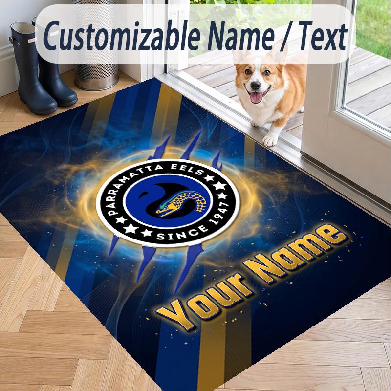 Custom Text Printed Rug Parramatta Eels Non Slip Floor Carpet For Home Room Decor