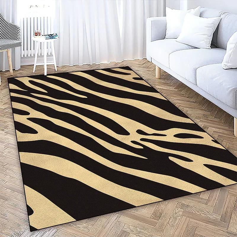 American Style Zebra Stripes Carpet Living Room Bedroom Decoration Bedside Plush Large Rugs Bathroom Water Uptake Non-slip Mat