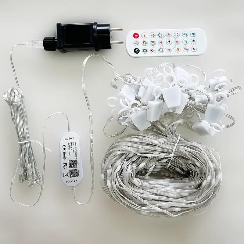 LED Smart RGB Curtain Lights Bluetooth APP Control Fairy Light Garland DIY Picture Display Party Wedding Decor Garden Party