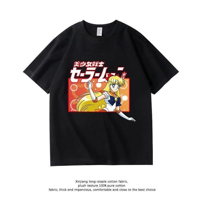 Pretty Soldier Sailor Moon Shortsleeved Womens Tshirt Casual Clothing Miharu Hiyori Rina Pure Cotton Clothes Cotton