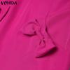 VONDA Women Sleeveless Side Zip-up Bow Knot Casual Mini Dress