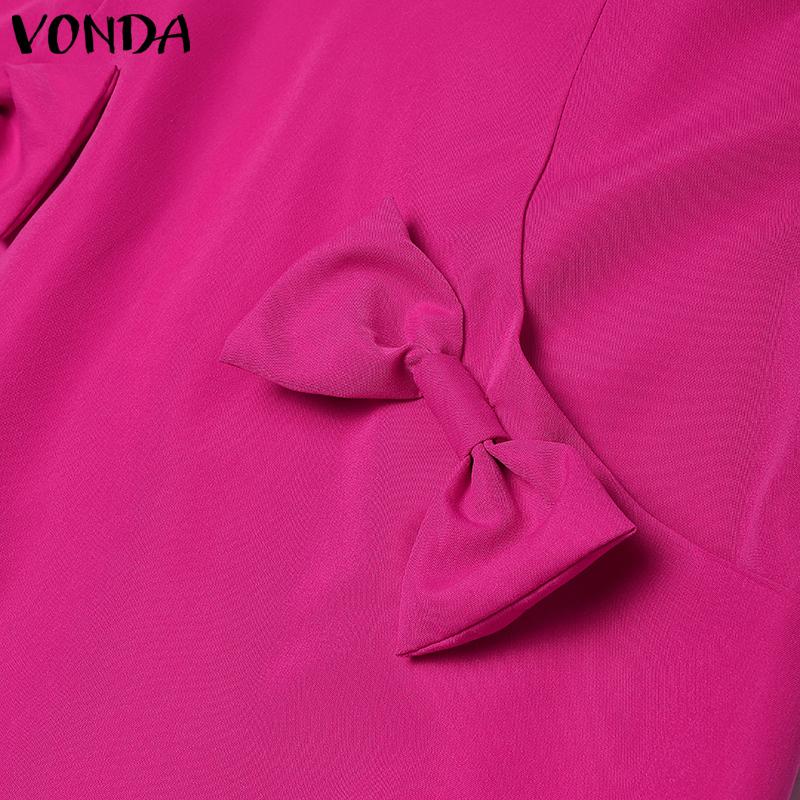 VONDA Women Sleeveless Side Zip-up Bow Knot Casual Mini Dress