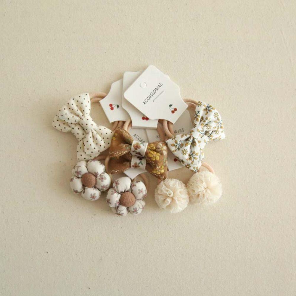 10Pcs Cute Elastic Rubber Band Kids Girls Bows Flower Headdress Scrunchies Hair Ties Bowknot