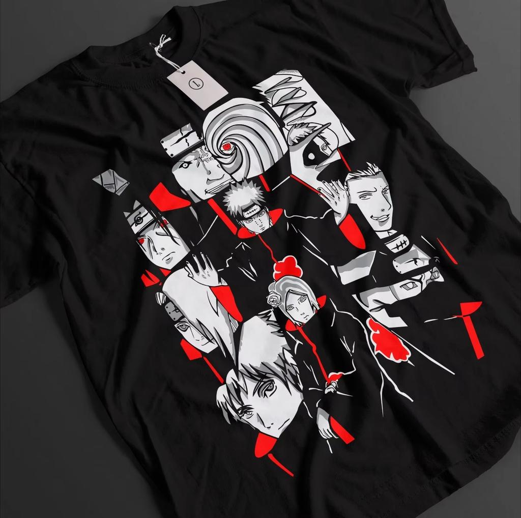 Naruto Summer New Akatsuki Organization Anime Printed Tshirt Unisexs Neutral Loose Casual Family Outfit Short Sleeve Tshirt Top