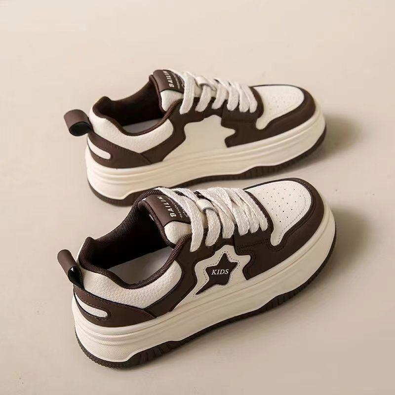 Superheta vita damsneakers 2025: Koreansk stil, tjock sula, mångsidiga fritidsskor för vår och höst