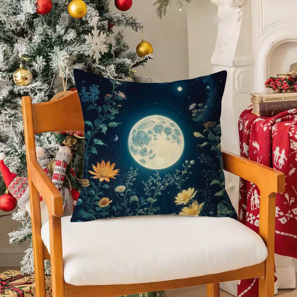 Magic Psychedelic Moon Pillow Case Silky Elegant Comfort Sofa Bed Invisible Zipper