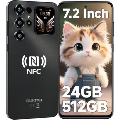 Teléfono Portátil OUKITEL C68 Plus 24GB+512GB Pantalla 7.2" 6000mAh Smartphone Desbloqueado 64MP Teléfono Android 15 Doble SIM/NFC Negro