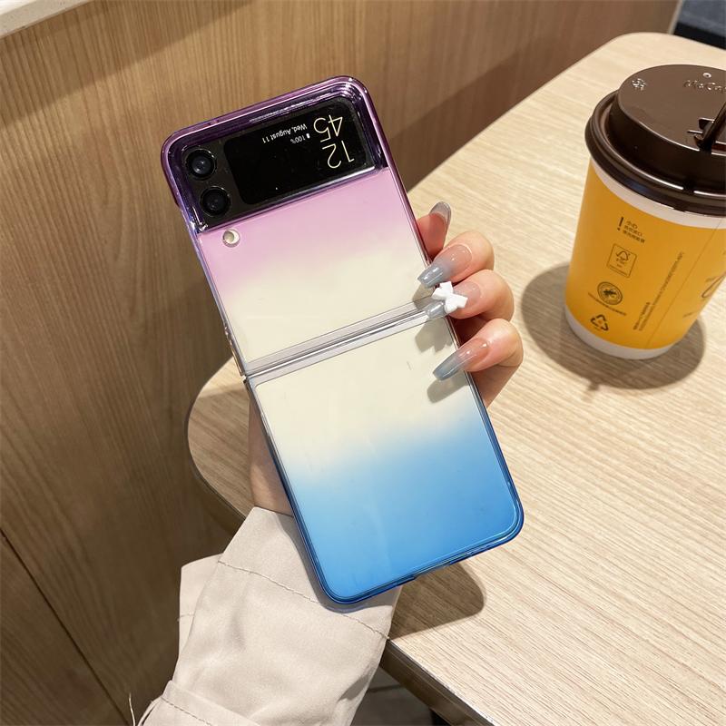 Für Samsung Galaxy Z Flip 4 3 5g Fall Farbverlauf Bunte Transparente Stoßfest Anti-Drop Schutz Harte Rückseite Abdeckung Zubehör