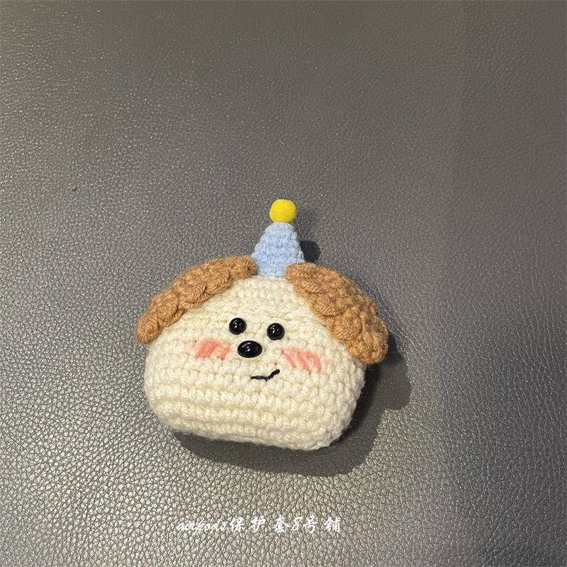 Cute Knitting Blush Puppy Suitable for Apple AirPods Pro1 Generation 2 Generation 3 Generation 4 Generation Bluetooth Earbuds Case Protective Case