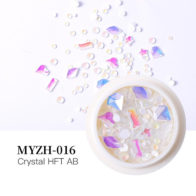 Round Box Nail Art Jewelry Glass Round Diamond Special-Shaped Diamond Flat Bottom Diamond Nail Art Diamond Jewelry Mixed