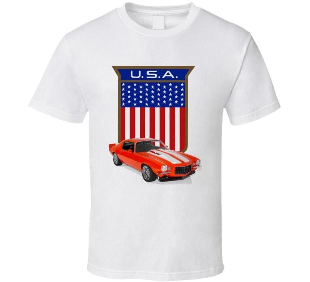 Usa Camaro American Made Flag Shield Musclecar Gift T Shirt L