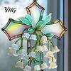 Window Hanging Sun Catcher Lily of The Valley Suncatcher, Acrylic Stained Glass Style Indoor Ornament with Metal Chain, Elegant Floral Wall Decoration