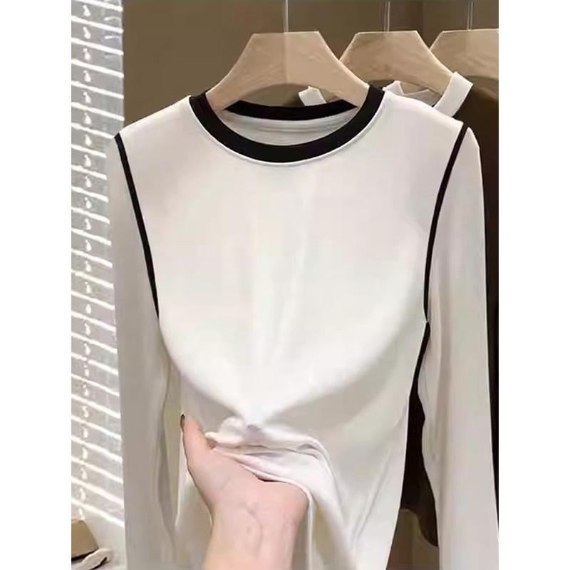 

Velvet Brushed Color Block Long Sleeve Women s Warm Autumn Winter Top Medium