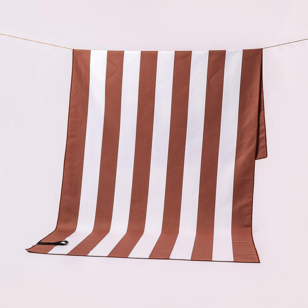 Double Sided Velvet Beach Towel Striped Microfiber Quick Dry Absorbent Swim Towel Beach Swimming Fitness Sporty Wodne