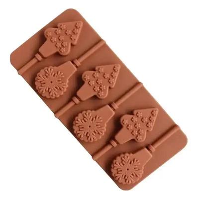 Natale Creativo Fai da Te Forma Albero Fiocco di Neve Forma Lecca-lecca Stampo in Silicone per Cioccolato Ghiaccio Torta Accessori Stampo per Cottura Cucina Fai da Te