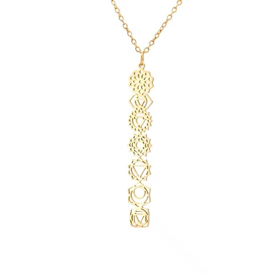 Lucky Yoga Element Pendant Gold Fringe Necklace For Women Birthday Gift Jewelry