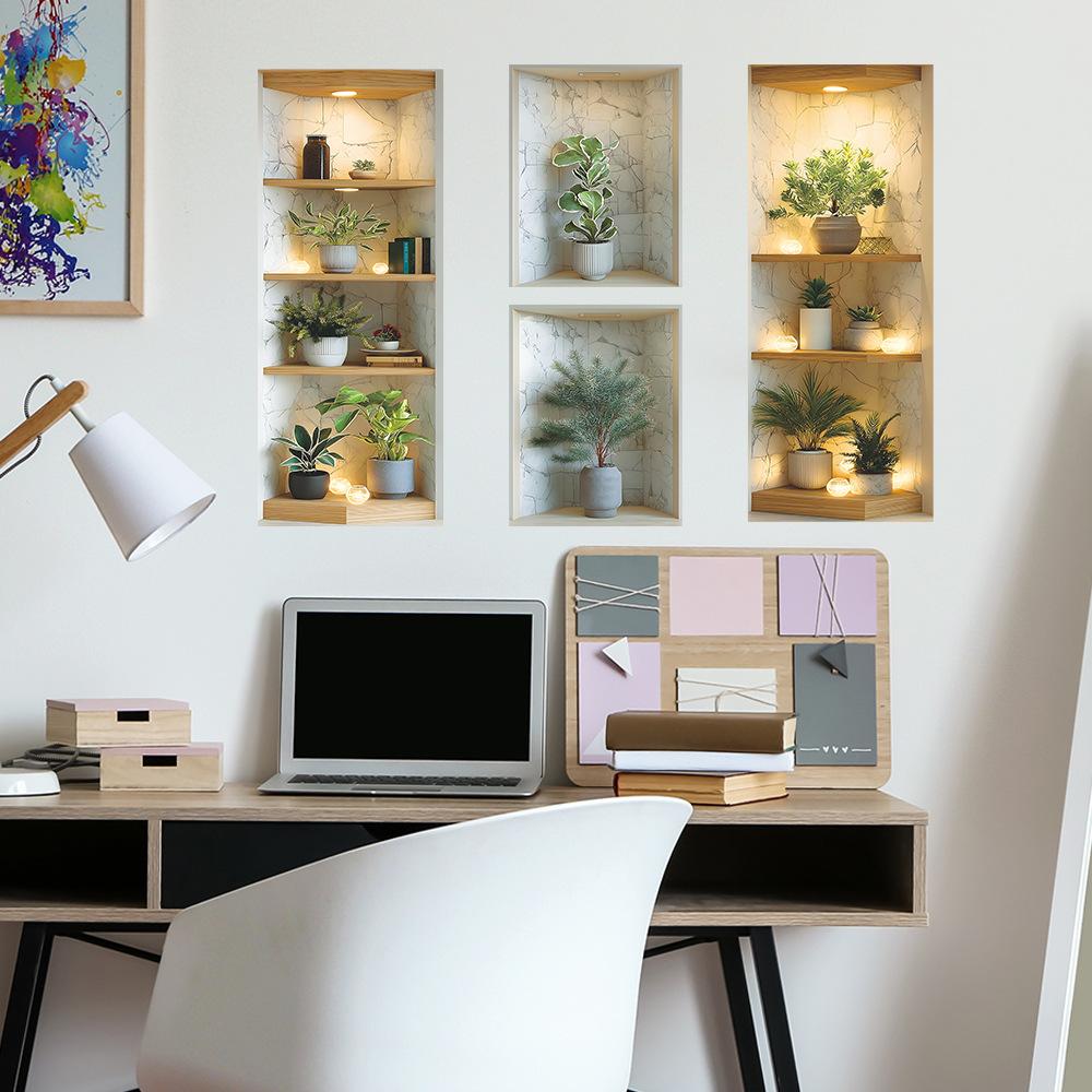Creative Simulation Shelving, Background Decoration Stickers for The Living Room Entrance