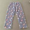 Women's 2025 Peach & Bear Print Coral Fleece Pajama Pants - Warm, Thickened, Casual Homewear for Autumn/Winter