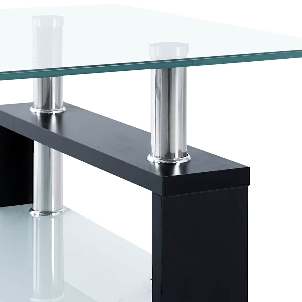 Vidaxl Mesa de Centro, Negro-Transparente, 95X55X40 Cm, Vidrio