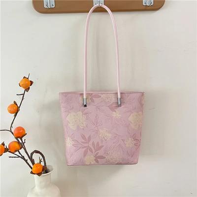 Blumenmuster Damen PU-Leder Schultertaschen Vintage Süßigkeitenfarbe Damen Handtaschen Große Kapazität Tote Tragbar Mädchen Achseltasche