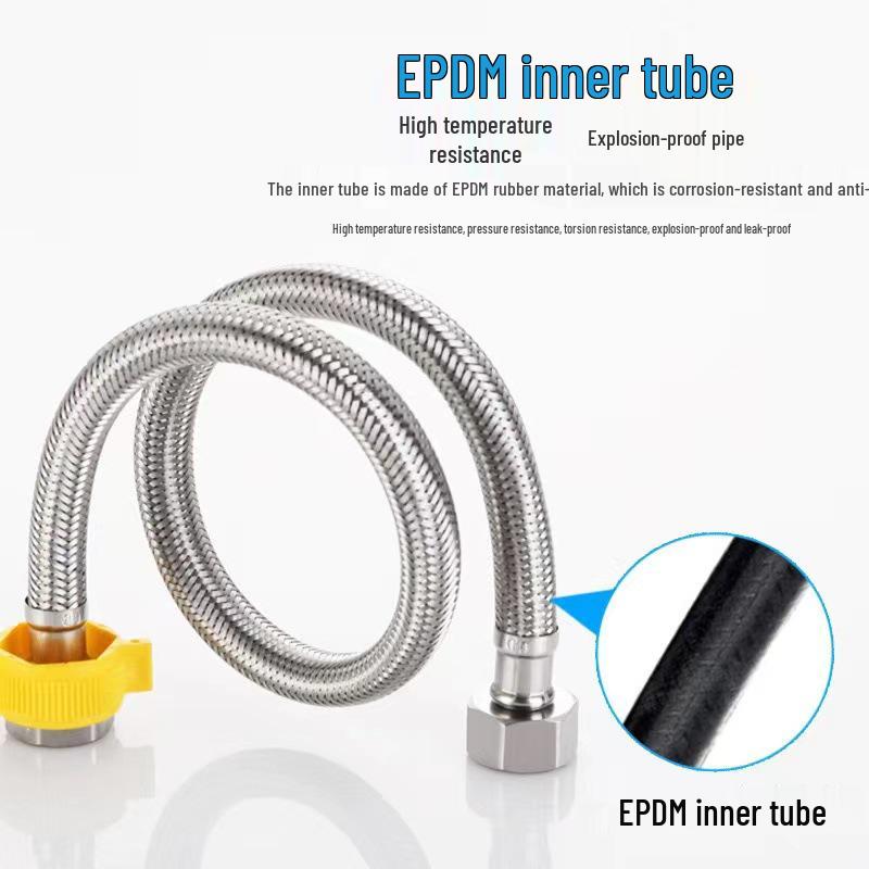 304 Stainless Steel Double-Ended High-Pressure Braided Metal Water Inlet Hose - Explosion-Proof Design