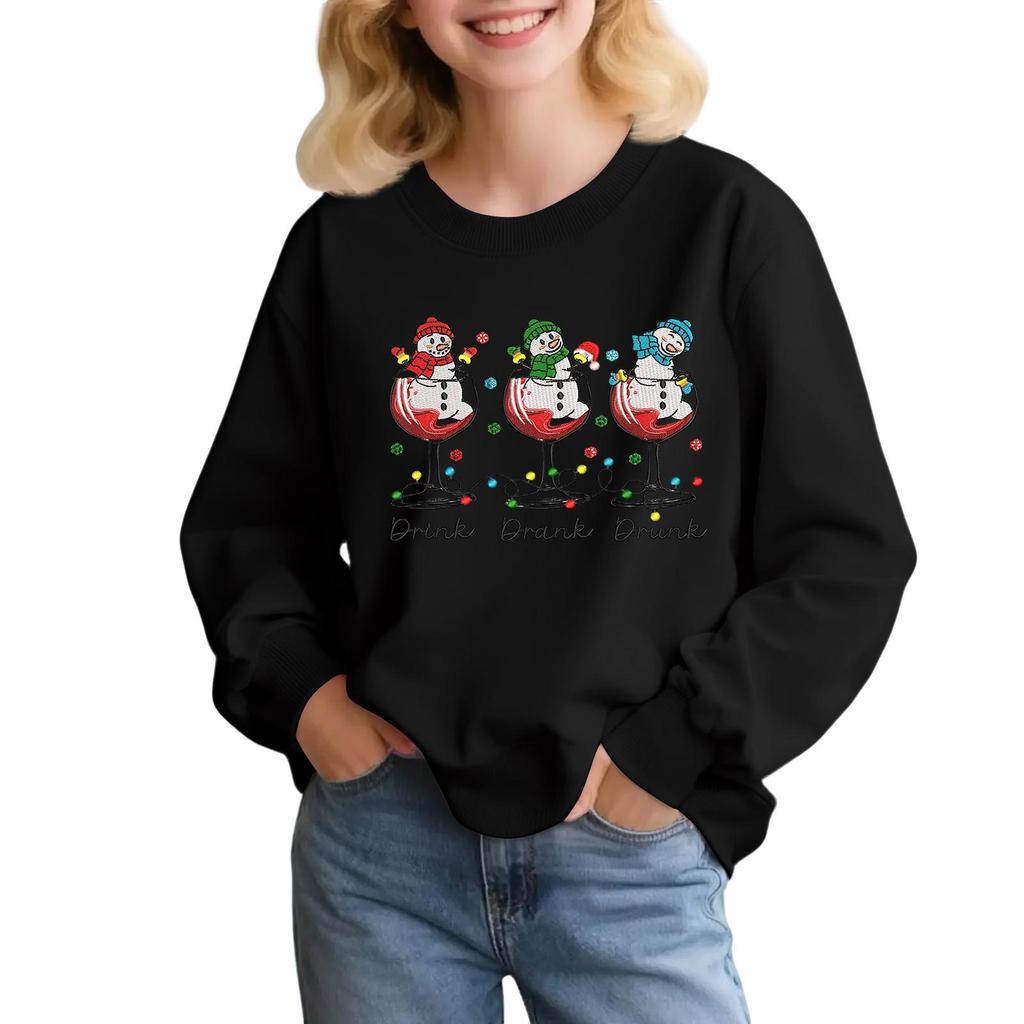 Dětská móda Volný střih Ležérní Dlouhý rukáv Vánoční potisk Nadměrná Mikina s kulatým výstřihem