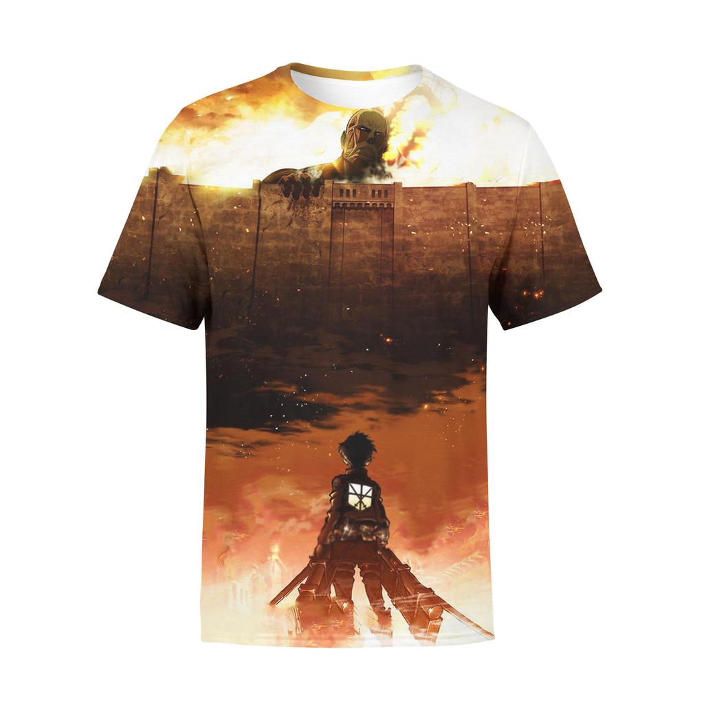 Attack on Titan 3D Digital Print T-Shirt for Anime Fans, Fashion Graphic Tee, Breathable Polyester Short Sleeve Streetwear Tops