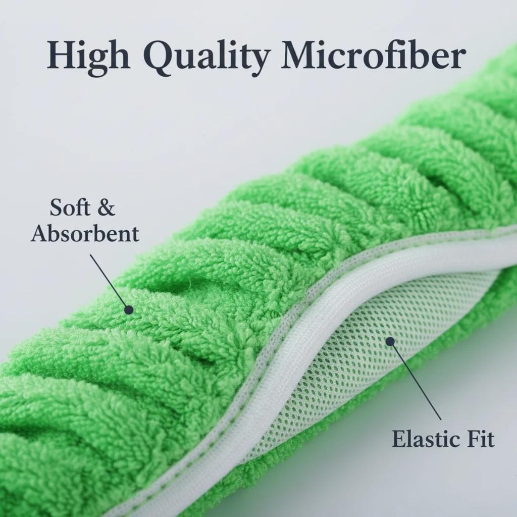 JINYUDOME Microfiber Mop Pads Reusable For Swiffer XL Sweeper Green Washable Dry Wet Mopping 17*5" Floor Cloths