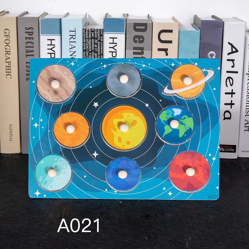 Non-Toxic Montessori Wooden Puzzles Hand Grab Boards Toys Tangram Jigsaw Baby Educational Toys Cartoon Vehicle Animals Fruits 3D Puzzles