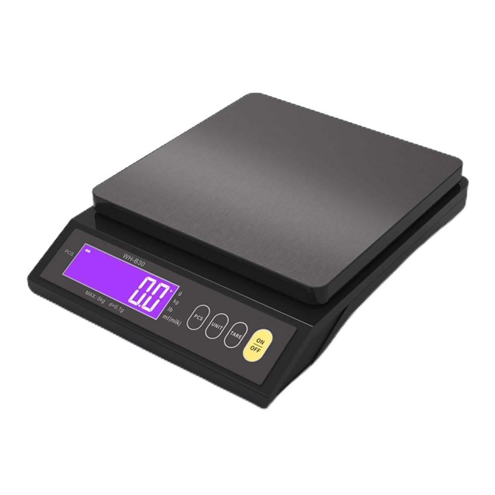 

Digital Electronic Kitchen Scale Waterproof Stainless Steel Measuring Scale with LCD Display 5kg/0.1g 10kg/1g Rechargeable