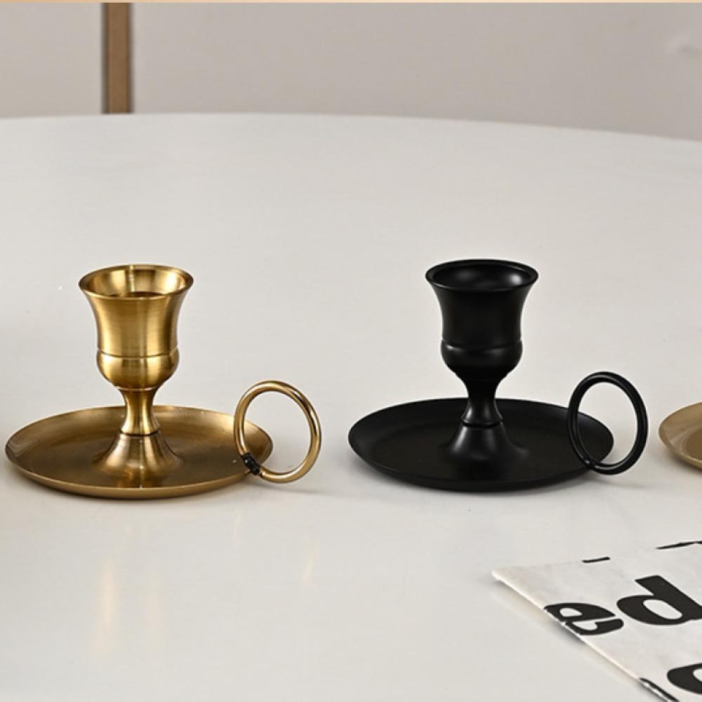 2 Piece Retro Handheld Metal Candle Holder European Style Candle Cup Candle Stand Festive