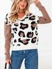 Women's V-neck Leopard Print Knit Sweater - European American Fashion Trend