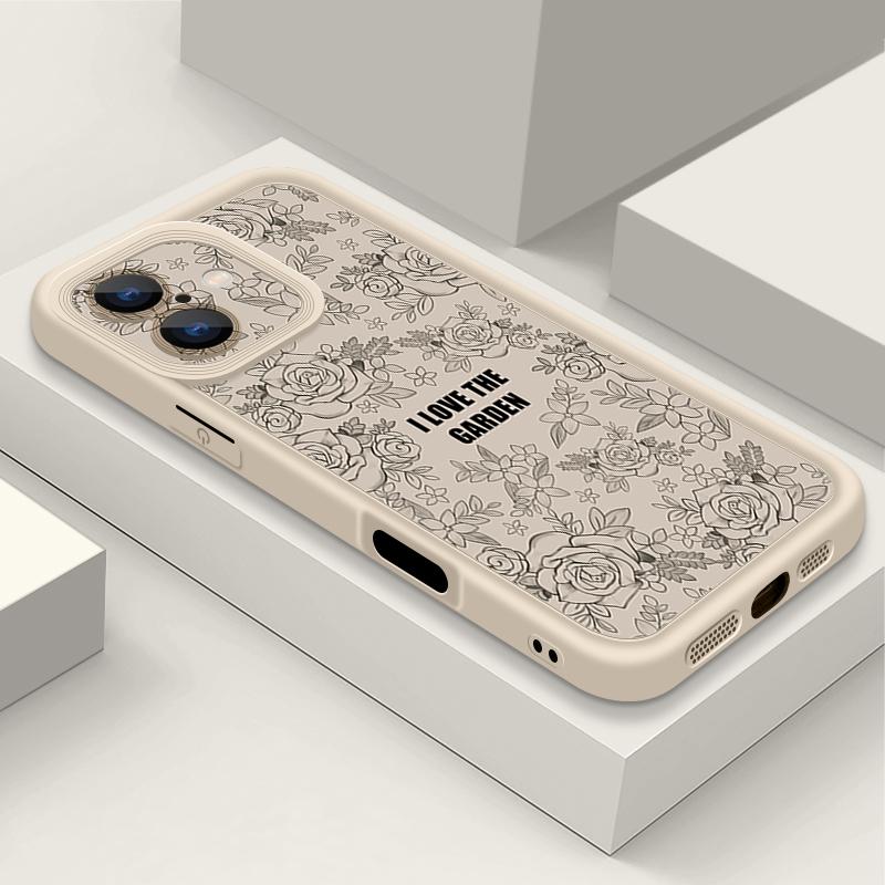 Rose Print Case For iPhone 15 16 Pro Max 14 Plus 13 12 11 Pro 8 7 X XS XR Shockproof Bumper Soft TPU Silicone Phone Cover Funda