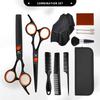 Professional Black & Orange Stainless Steel Haircutting and Thinning Scissors for Salon Stylists