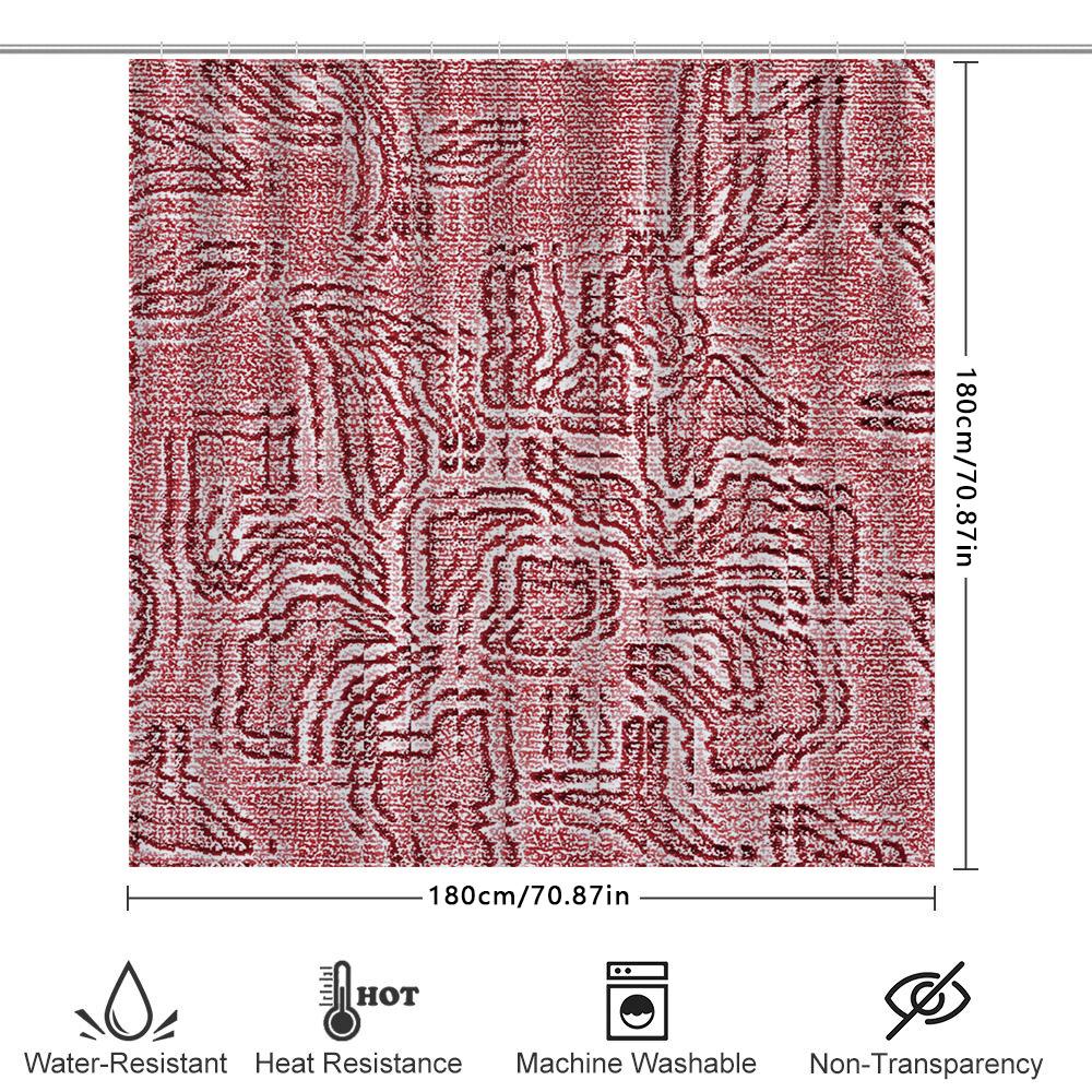 Red White Abstract Pattern Shower Curtain Home Decor Bath Liner Waterproof Fabric 72 X 84 Inches Modern Bathtub Accessories For
