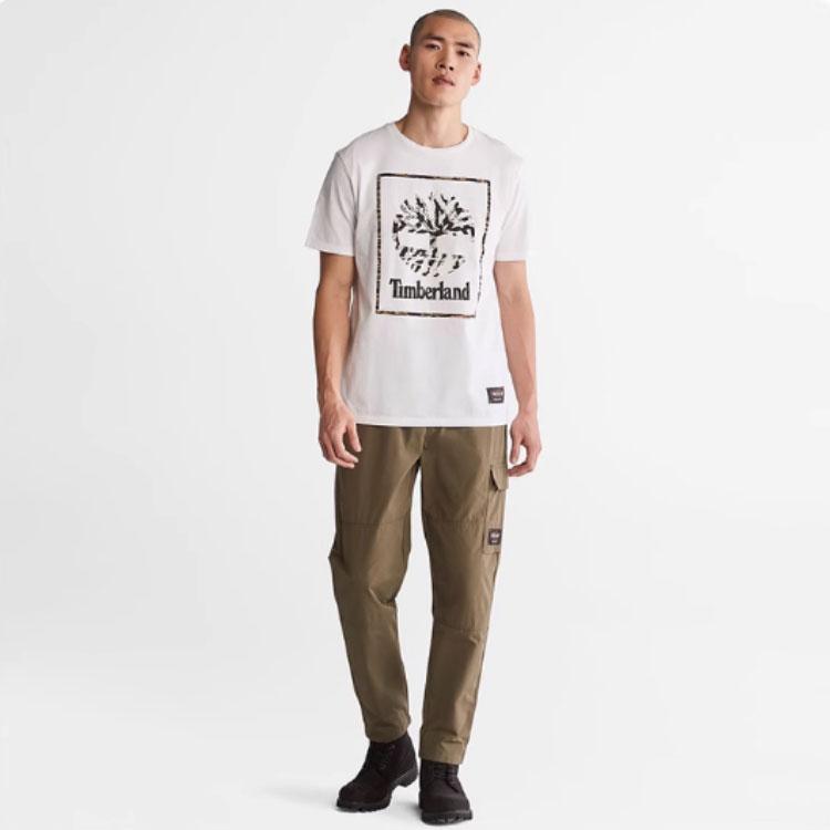 Timberland Tiger Year Series Camouflage Print Logo Round Neck Short Sleeve T-Shirt Men Tops White A27GP-100
