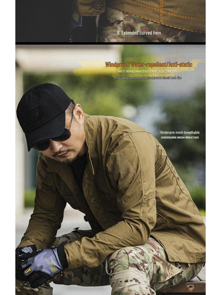 Men's Waterproof Tactical Jacket - Stand Collar, Wear-Resistant, Ideal for Spring/Autumn Outdoor Activities.