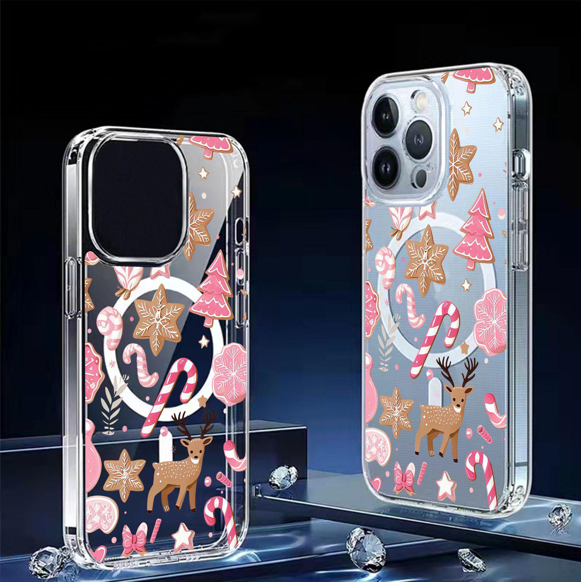 Christmas Salute Magnetic Transparent Case for iPhone 15/16/17 Pro Max - Full Coverage Protection iPhone 14 Pro